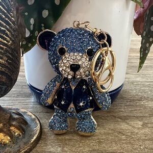Blue Crystal Bear Keychain